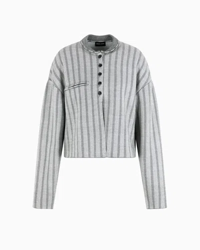 Giorgio Armani Jacquard Knit Short Jacket In 灰色