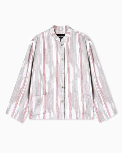Giorgio Armani Jacquard Linen And Viscose Jacket In Multi