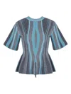 Giorgio Armani Jacquard Short-sleeve Sweater In Gray