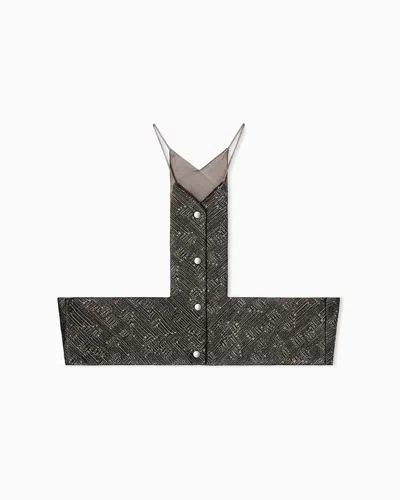 Giorgio Armani Jacquard Silk And Wool Micro Top In Black