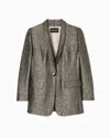 Giorgio Armani Jacquard Silk And Wool Single-breasted Jacket In Gray