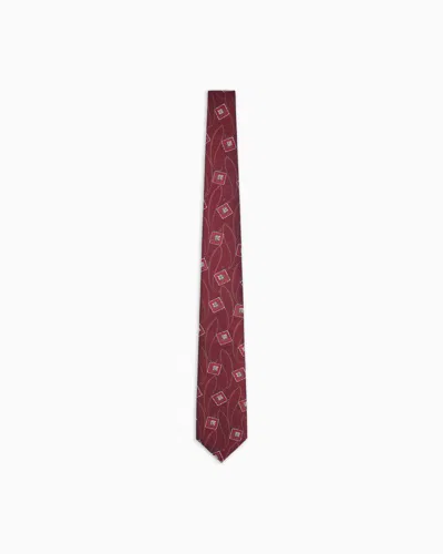 Giorgio Armani Jacquard Silk Tie In Red