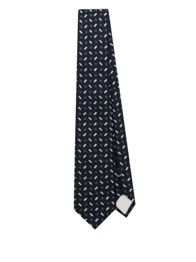 Giorgio Armani Jacquard Silk Tie In Blue