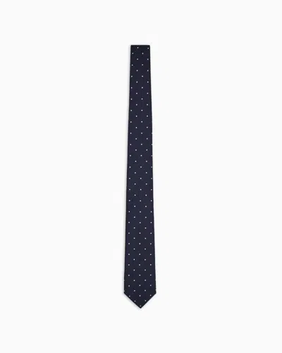 Giorgio Armani Jacquard Silk Tie In Blue