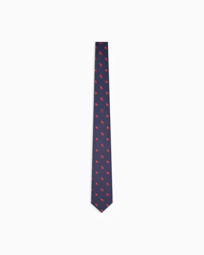 Giorgio Armani Jacquard Silk Tie In Blue