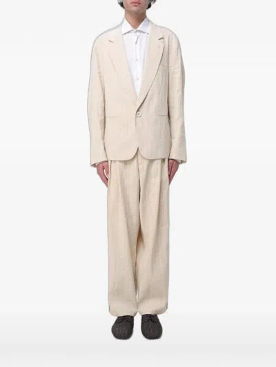Giorgio Armani Jacquard Single-breasted Suit In Neutral