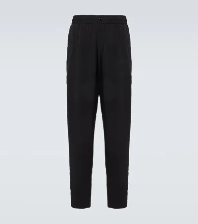 Giorgio Armani Jacquard Straight Pants In Black