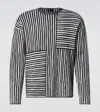 Giorgio Armani Crew-neck Jumper In A Viscose And Cotton Jacquard In Blue