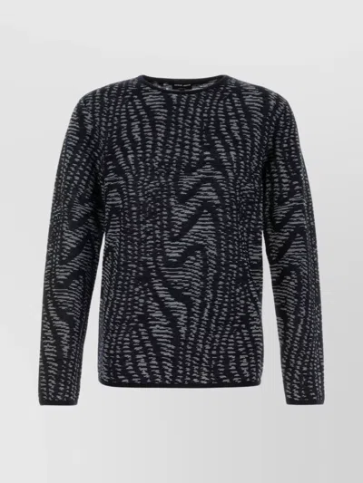 GIORGIO ARMANI JACQUARD SWEATER WITH EMBROIDERED GEOMETRIC PATTERN