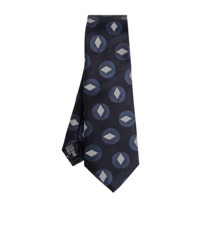Giorgio Armani Geometric-pattern Tie In Blue