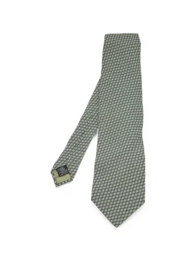 Pre-owned Giorgio Armani Jacquard Tie In Green