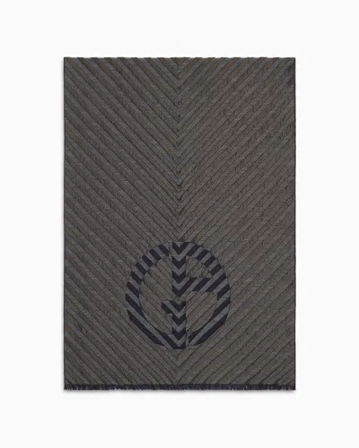 Giorgio Armani Official Store Jacquard Virgin Wool And Silk Stole In Gray