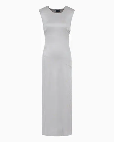 Giorgio Armani Jacquard Viscose-jersey Midi Dress In Grey