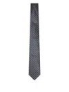 Giorgio Armani Jacquard-weave Chevron-print Silk Tie In Gray