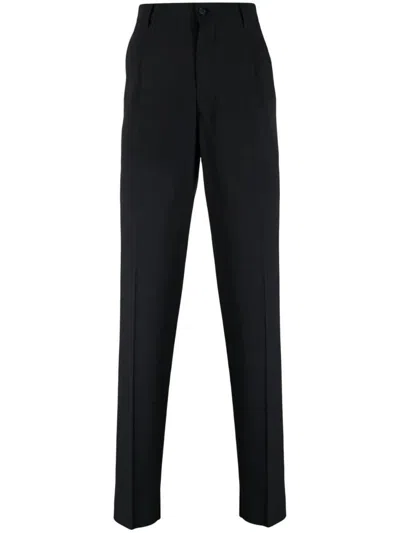 Giorgio Armani Pressed-crease Virgin Wool Tailored Trousers In Blue