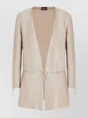 Giorgio Armani Jersey Jacquard Tie Front Jacket In Neutral