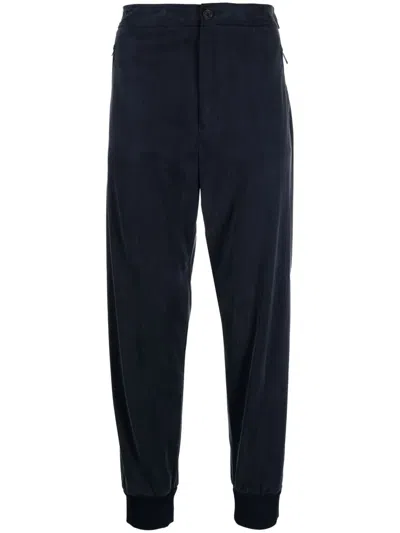Giorgio Armani Jersey Tapered Track Pants In Blue