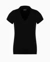 Giorgio Armani Jersey V-neck Top In Black