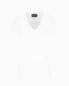 Giorgio Armani Jersey V-neck Top In White
