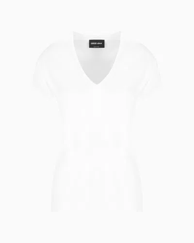 Giorgio Armani Jersey V-neck Top In White