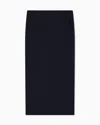 Giorgio Armani Jupe Mi-longue En Crêpe De Laine Stretch In Blue