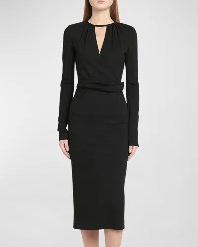 Giorgio Armani Keyhole Milano Jersey Sheath Dress In Black