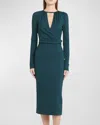 Giorgio Armani Drap-detailing Dress In Green