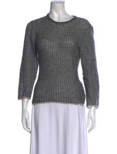 Pre-owned Giorgio Armani Kid Mohair Patterned Sweater In Grey