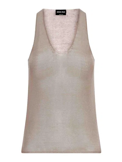 Giorgio Armani Knit Top In Gray