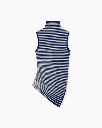 Giorgio Armani Knit Top Slim Fit Sleeveless Turtleneck In Striped Viscose In Multi