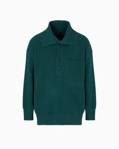 Giorgio Armani Knitted Polo Shirts In Green