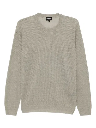 Giorgio Armani Knitted T-shirt In Neutrals