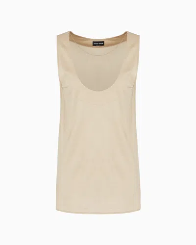 Giorgio Armani Knitted Tops In Beige