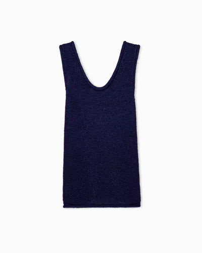 Giorgio Armani Knitted Tops In Blue