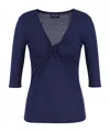Giorgio Armani Official Store Silk-viscose Jersey V-neck Jumper In Blue
