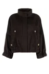 Giorgio Armani Relaxed Fit Cropped Jacket With Decorative Buttons In Black