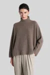 Giorgio Armani Mud Cashmere Oversize Sweater In Brown