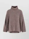 Giorgio Armani Knitwear With Dropped Shoulders And High Neck In Brown