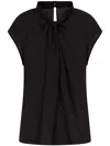 Giorgio Armani Twisted Cap-sleeve Georgette Silk Blouse In Black