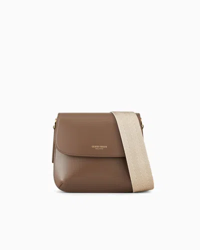 Giorgio Armani Official Store Small Palmellato-leather La Prima Bag In Mud