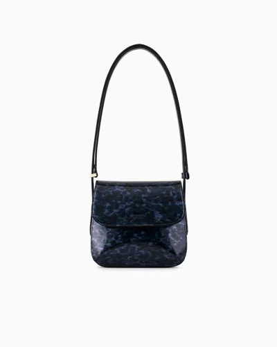 Giorgio Armani La Prima Bag In Tortoiseshell Patent Leather In Blue