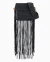 Giorgio Armani Official Store La Prima Fringed Suede Bag In Dark Gray