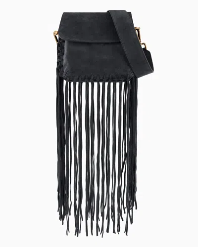 Giorgio Armani Official Store La Prima Fringed Suede Bag In Dark Gray