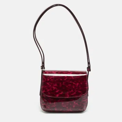 Pre-owned Giorgio Armani La Prima Pink Tortoise Print Patent Leather Hobo