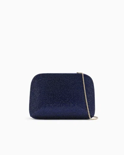 Giorgio Armani La Prima Satin And Rhinestone Clutch Bag In Blue