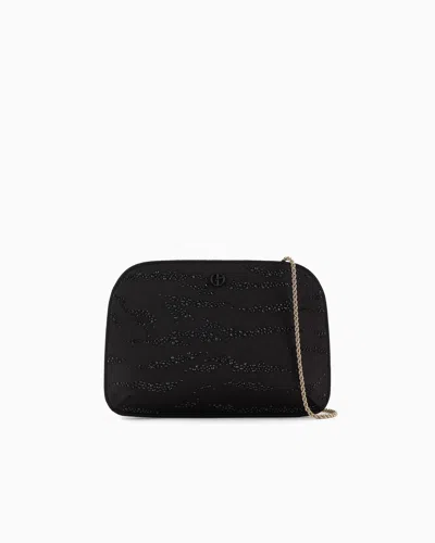 Giorgio Armani La Prima Satin Clutch Bag With Rhinestone Animal Print