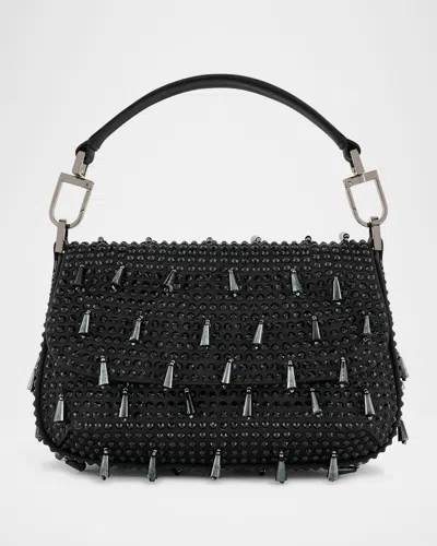 Giorgio Armani La Prima Small Beaded Top-handle Bag In Black