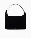 Giorgio Armani La Prima Soft Large Hobo Bag In Velvet In Black