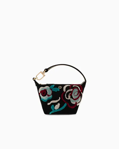 Giorgio Armani La Prima Soft Mini Hobo Bag In Embroidered Velvet In Pattern