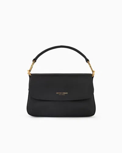 Giorgio Armani Official Store Mini Satin La Prima Baguette Bag In Black